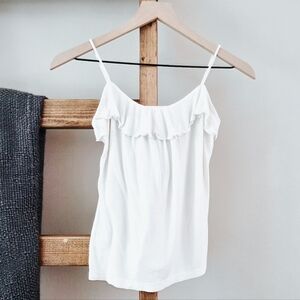 Ann Taylor LOFT White Ruffle Strap Cami | Petite XS